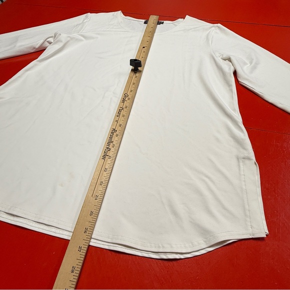 SYMPLI WHITE 3/4 SLEEVE POLYESTER STRETCH BLEND TOP - Picture 2 of 4